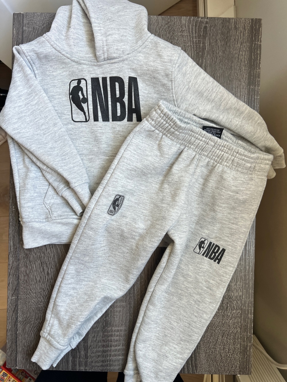 NBA Light Gray Sweatshirt and Joggers Set with Black Logo - 24 Months